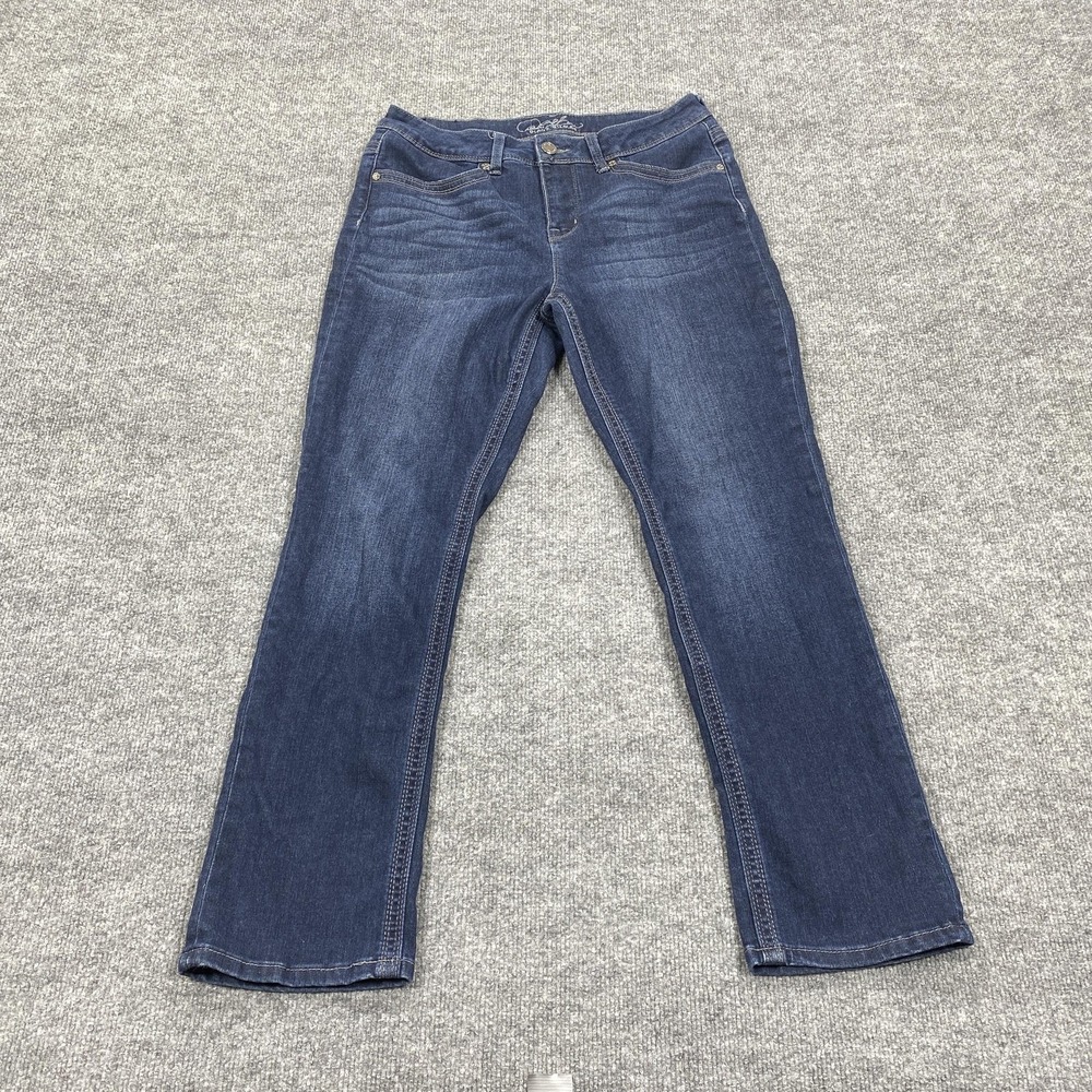 Diane Gilman Jeans Womens 8 Short Blue Straight Leg Dark Wash Stretch Denim